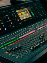 professional audio mixing console close up